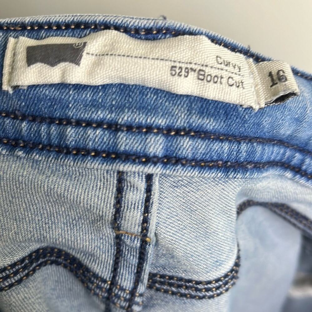 Levi’s Curvy 529 Boot Cut Jeans Light Blue Acid Wash 16 - Picture 2 of 9